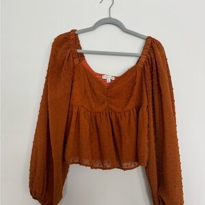 Swiss Dot Cropped Peplum Blouse